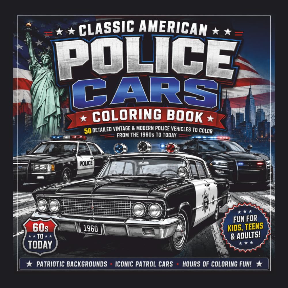 Ausmalbuch Polizei Autos